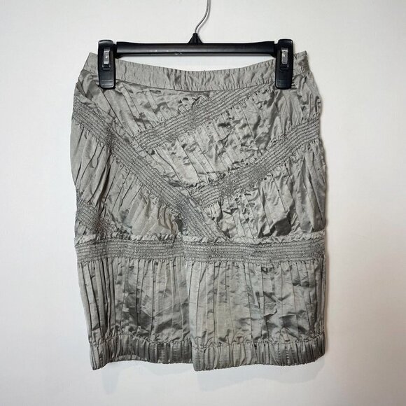 Burberry Womens Silk Blend Pleated Straight & Pencil Skirt Gray 38 Stretch Zip - Picture 1 of 10